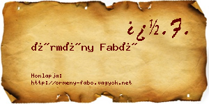 Örmény Fabó névjegykártya